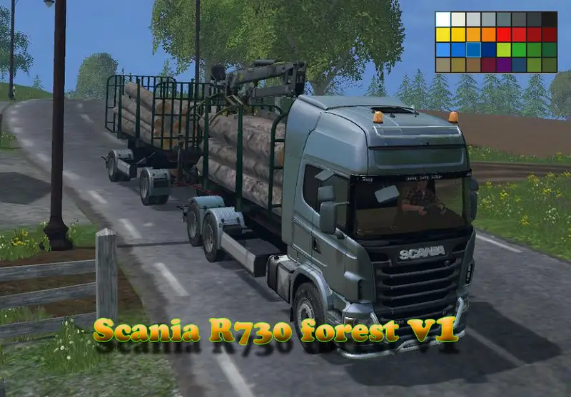 FS15 Scania R730 Forest i przyczepa v1